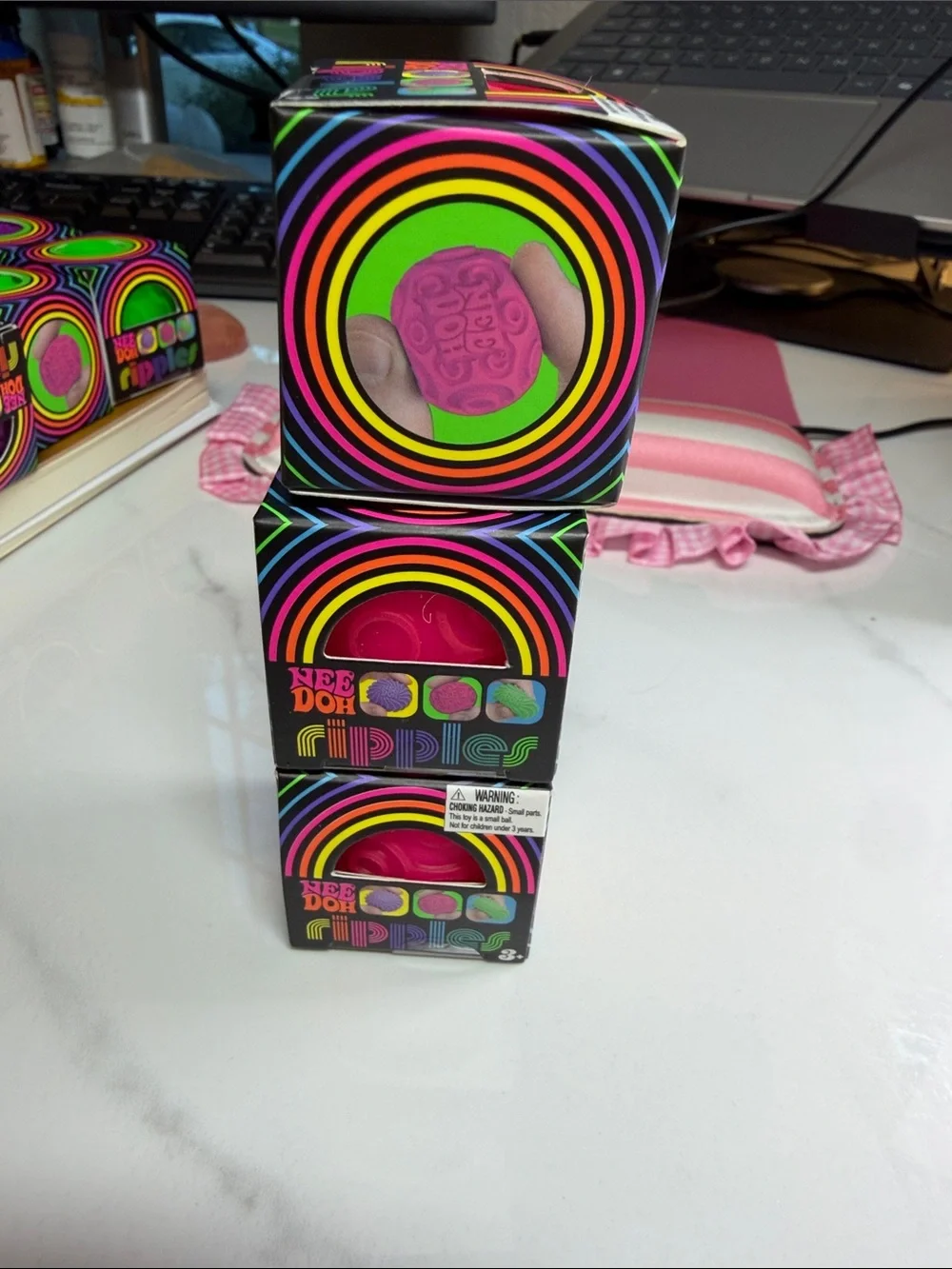Authentic Needoh Flippies Sensory Fidget Ball - Pink